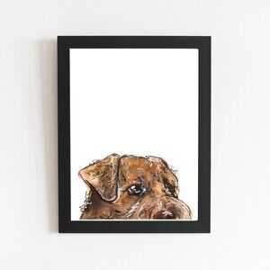 Airedale Terrier Dog Art Print, Cute Brown Dog Wall Decor, I Love Dogs